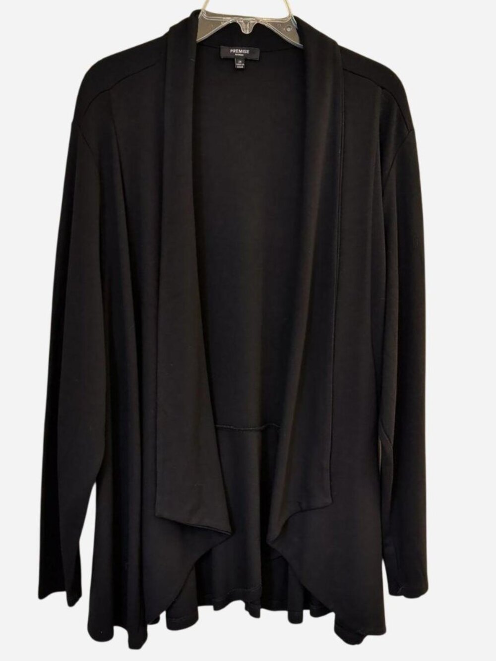 Premise Black Draped Open Front Cardigan | Size 3X